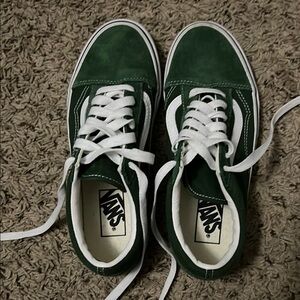 Vans Classic Forest Green and White Shoes